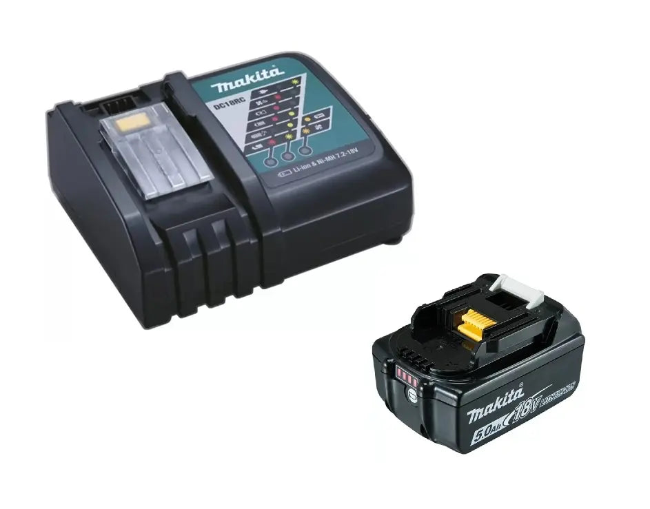 Makita - Motosega da potatura a batteria 18V 15 cm, 1 batteria Li-Ion da 5,0 Ah, caricabatterie