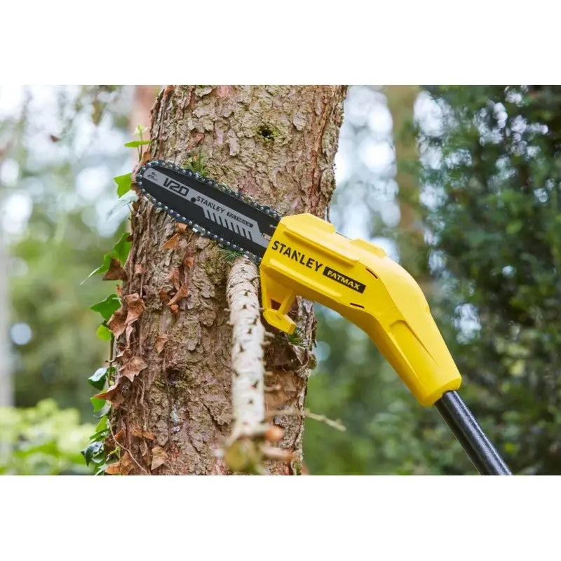 Stanley Attrezzature da giardino - Motosega da potatura a batteria 18V 20 cm, 1 batteria Li-Ion da 4,0 Ah, caricabatterie SFMCPS620M1-QW