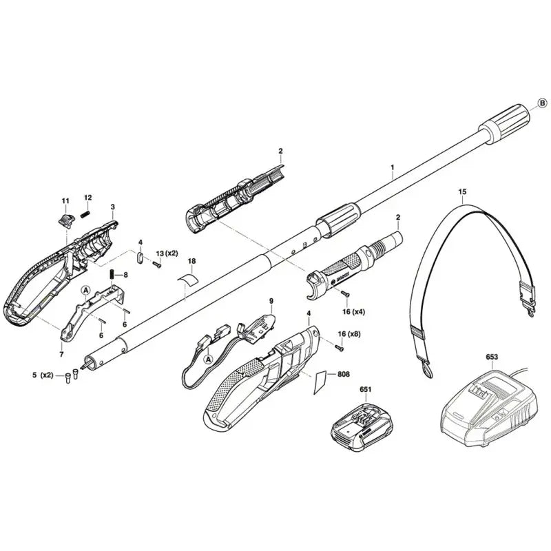 Bosch Motosega da potatura a batteria 18V 20 cm, senza batteria e caricabatterie 06008B3101